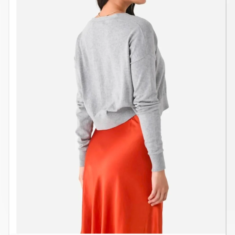 ORGANIC BY JOHN PATRICK crop cardigan in navy - Picture 6 of 7